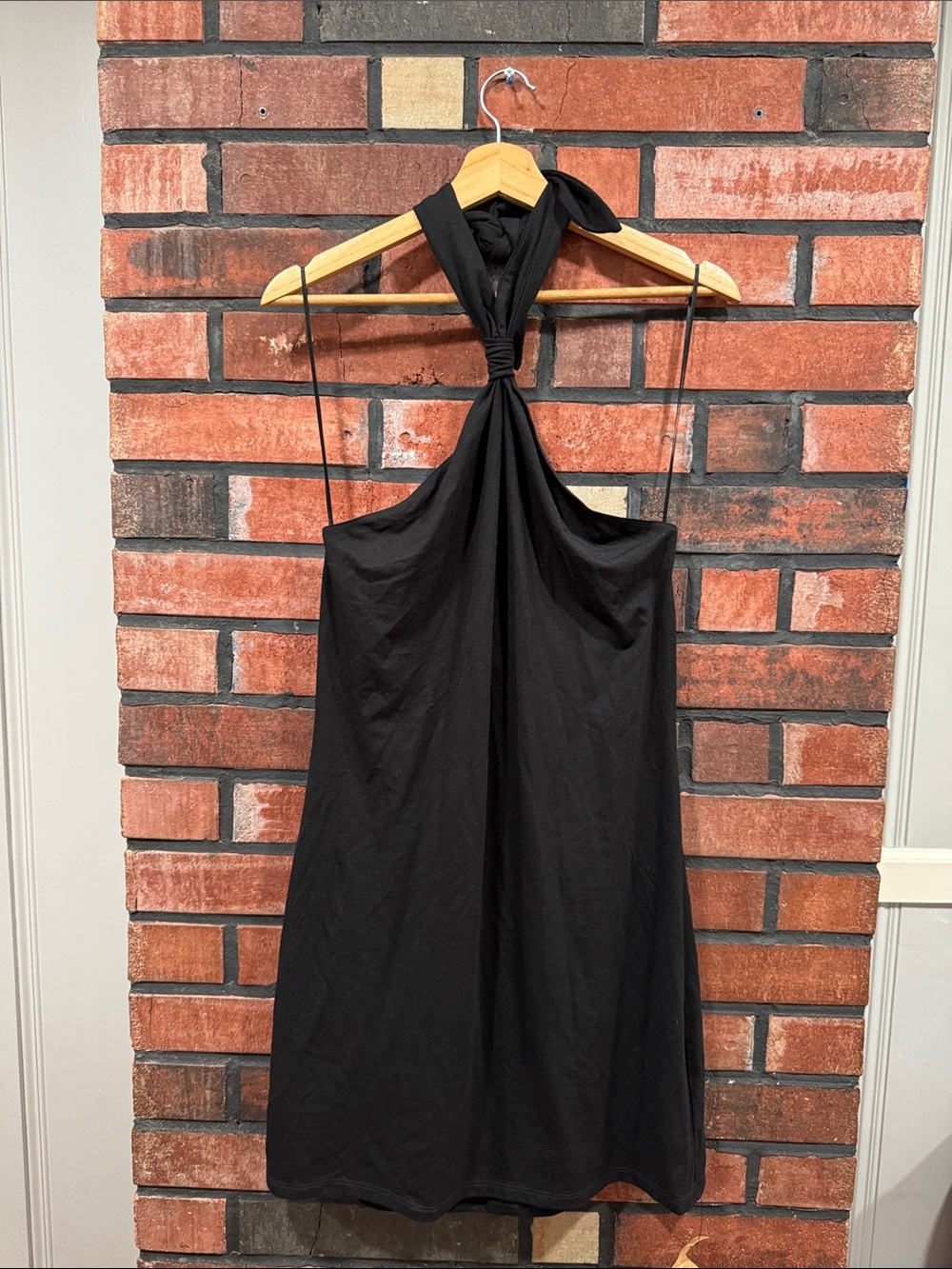 Reformation Ribbed Halter Mini Dress Black - Picture 3 of 11